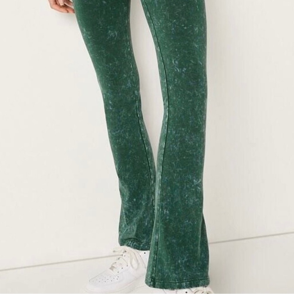 VICTORIA'S SECRET PINK Performance Cotton Foldover Yoga Pants Satin Green Wash